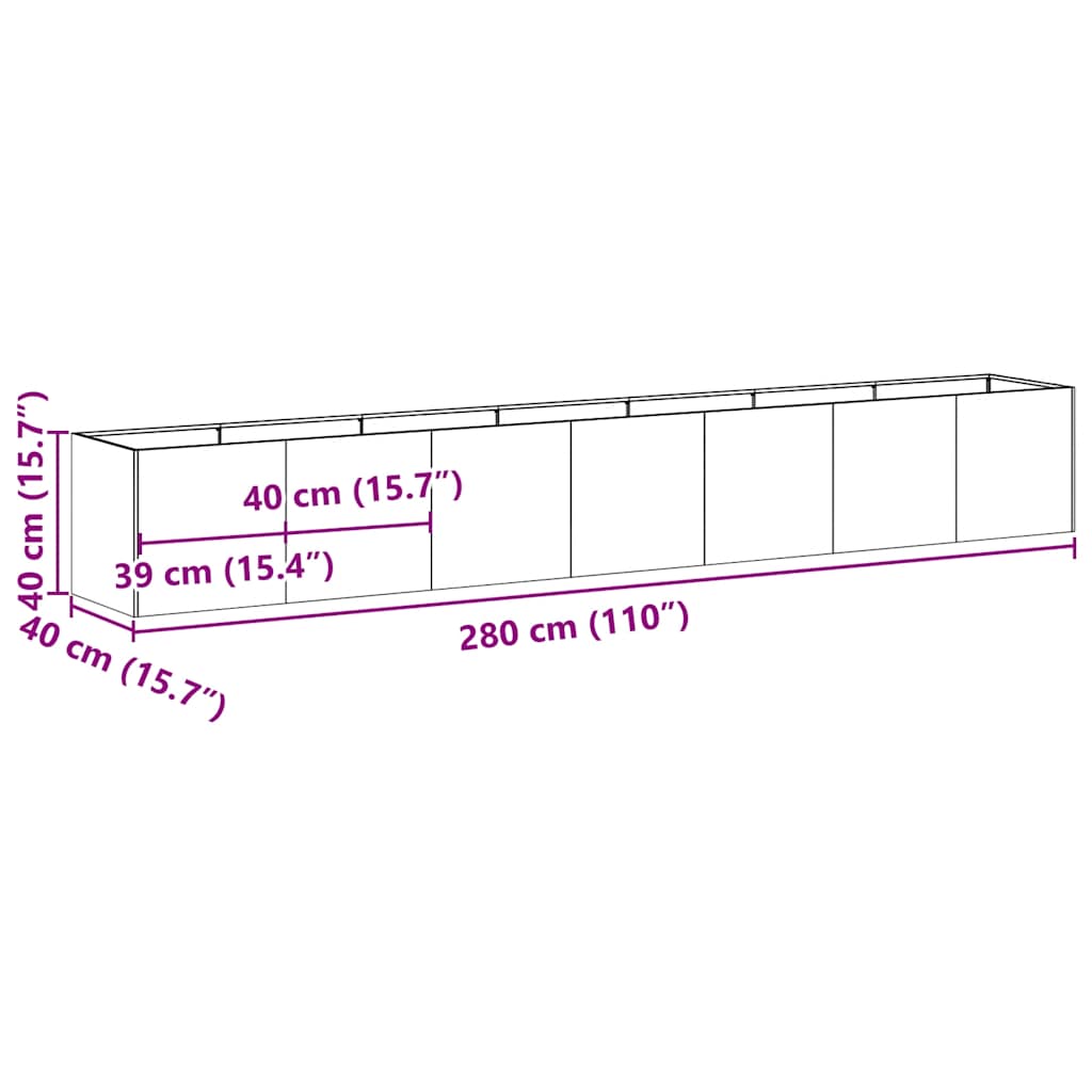 vidaXL Ζαρντινιέρα Λαδί 280x40x40 εκ. από Χάλυβα Ψυχρής Έλασης