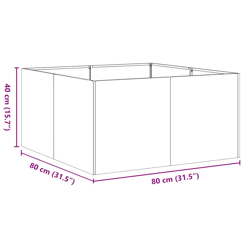 vidaXL Ζαρντινιέρα 80x80x40 εκ. από Ανοξείδωτο Ατσάλι