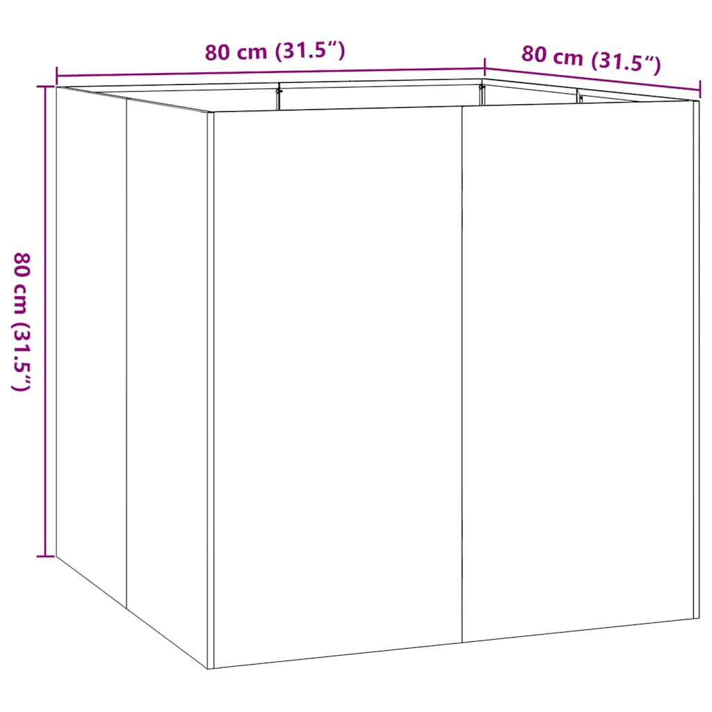 vidaXL Ζαρντινιέρα 80x80x80 εκ. από Ανοξείδωτο Ατσάλι