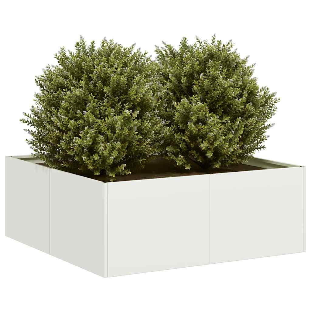 vidaXL Ζαρντινιέρα Λευκή 80x80x30 εκ. από Χάλυβα