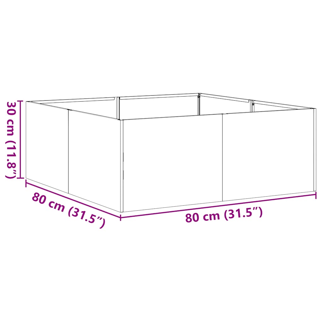 vidaXL Ζαρντινιέρα Λαδί 80x80x30 εκ. από Χάλυβα