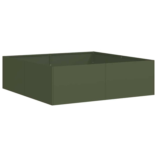 vidaXL Ζαρντινιέρα Λαδί 100x100x30 εκ. από Χάλυβα