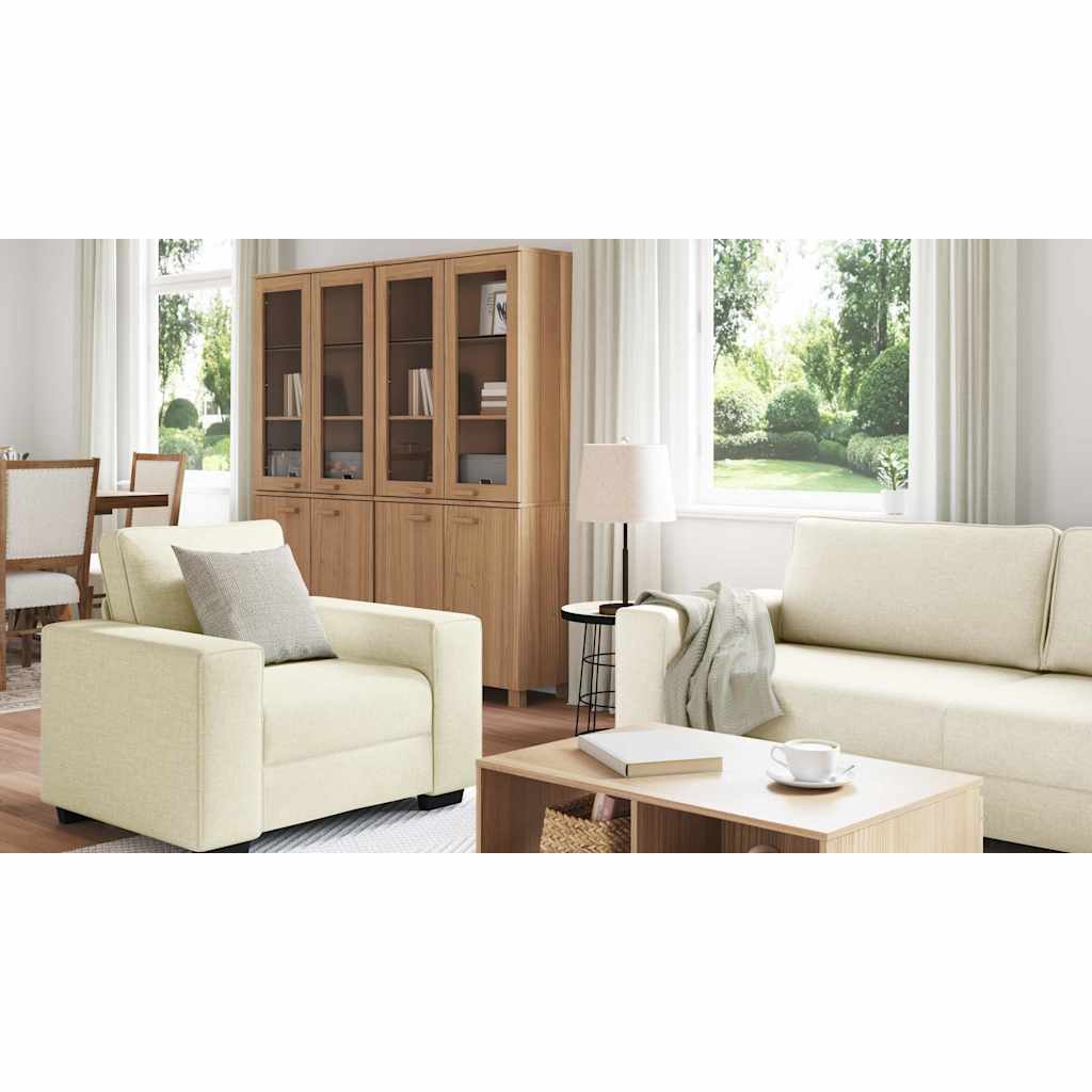 vidaXL Καναπές 3 pcs Μπεζ 221 x 80 x 82 εκ Ύφασμα μείγματος λινών
