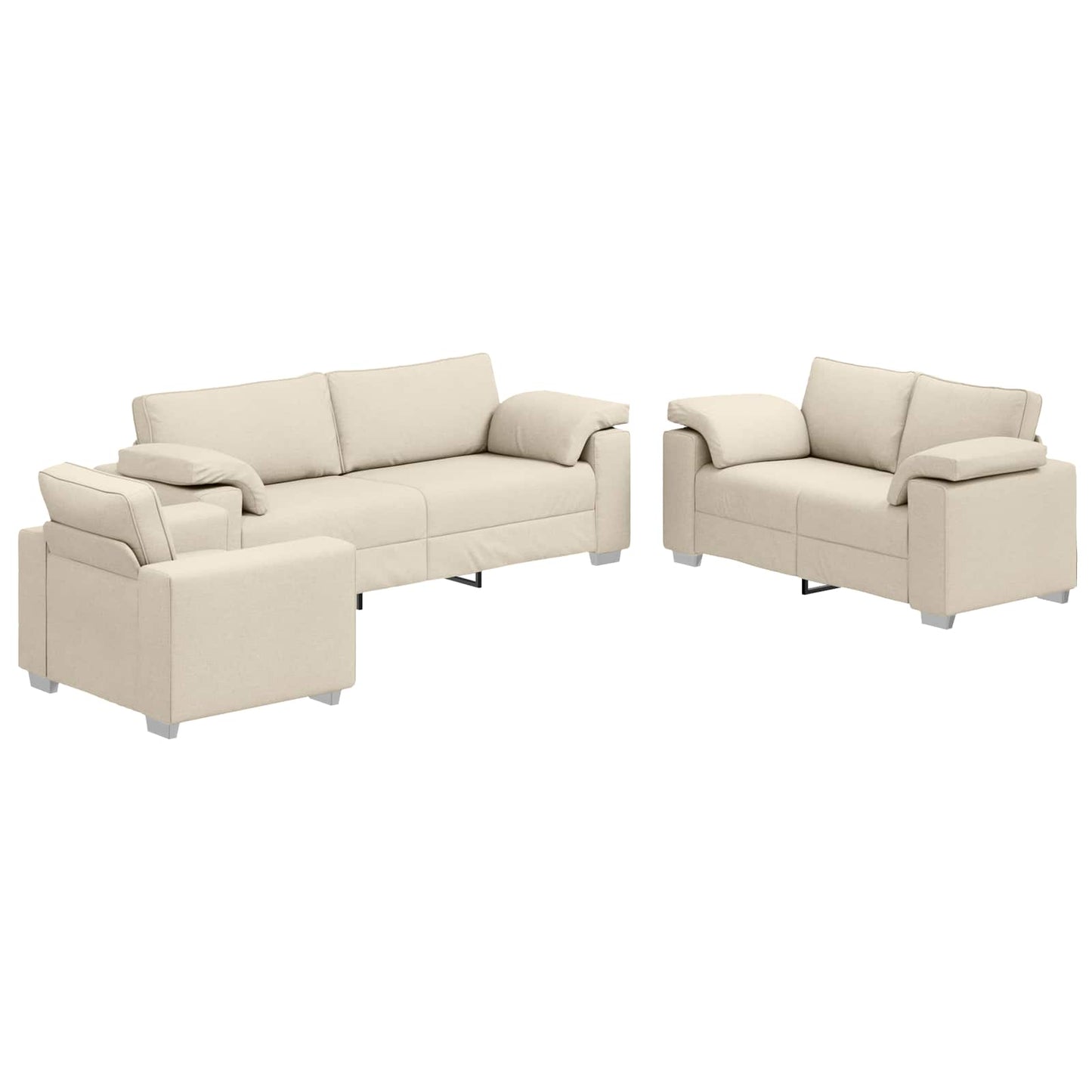 vidaXL Καναπές 3 pcs Μπεζ 219 x 80 x 82 εκ Ύφασμα μείγματος λινών
