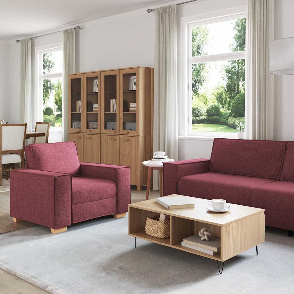 vidaXL Καναπές 3 pcs Κόκκινο 220 x 80 x 84 εκ Ύφασμα μείγματος λινών
