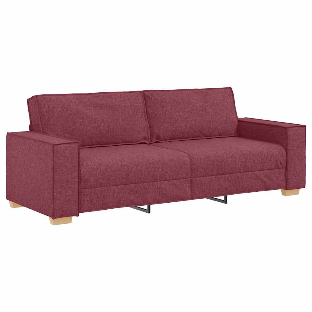vidaXL Καναπές 3 pcs Κόκκινο 220 x 80 x 84 εκ Ύφασμα μείγματος λινών