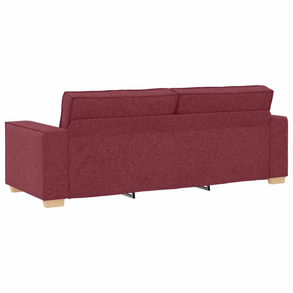 vidaXL Καναπές 3 pcs Κόκκινο 220 x 80 x 84 εκ Ύφασμα μείγματος λινών