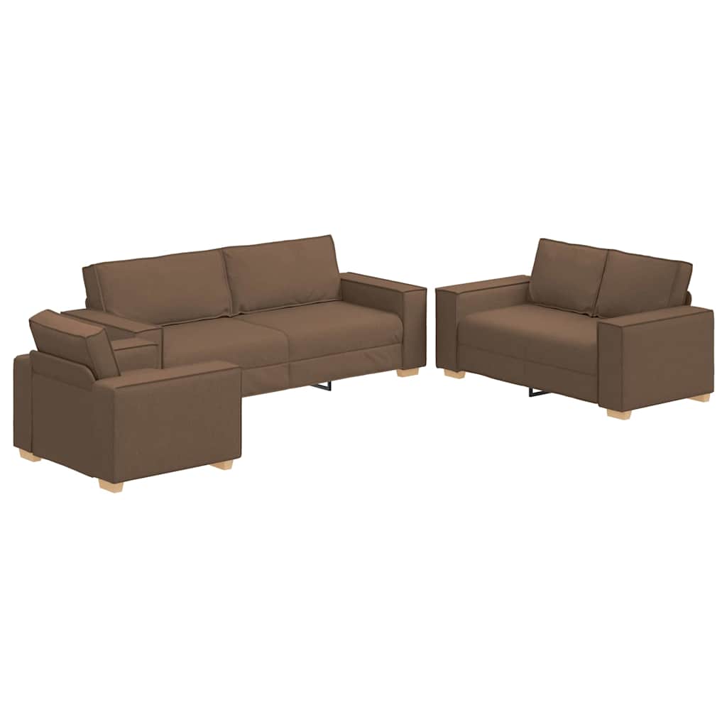 vidaXL Καναπές 3 pcs Καφέ 220 x 80 x 84 εκ Ύφασμα μείγματος λινών