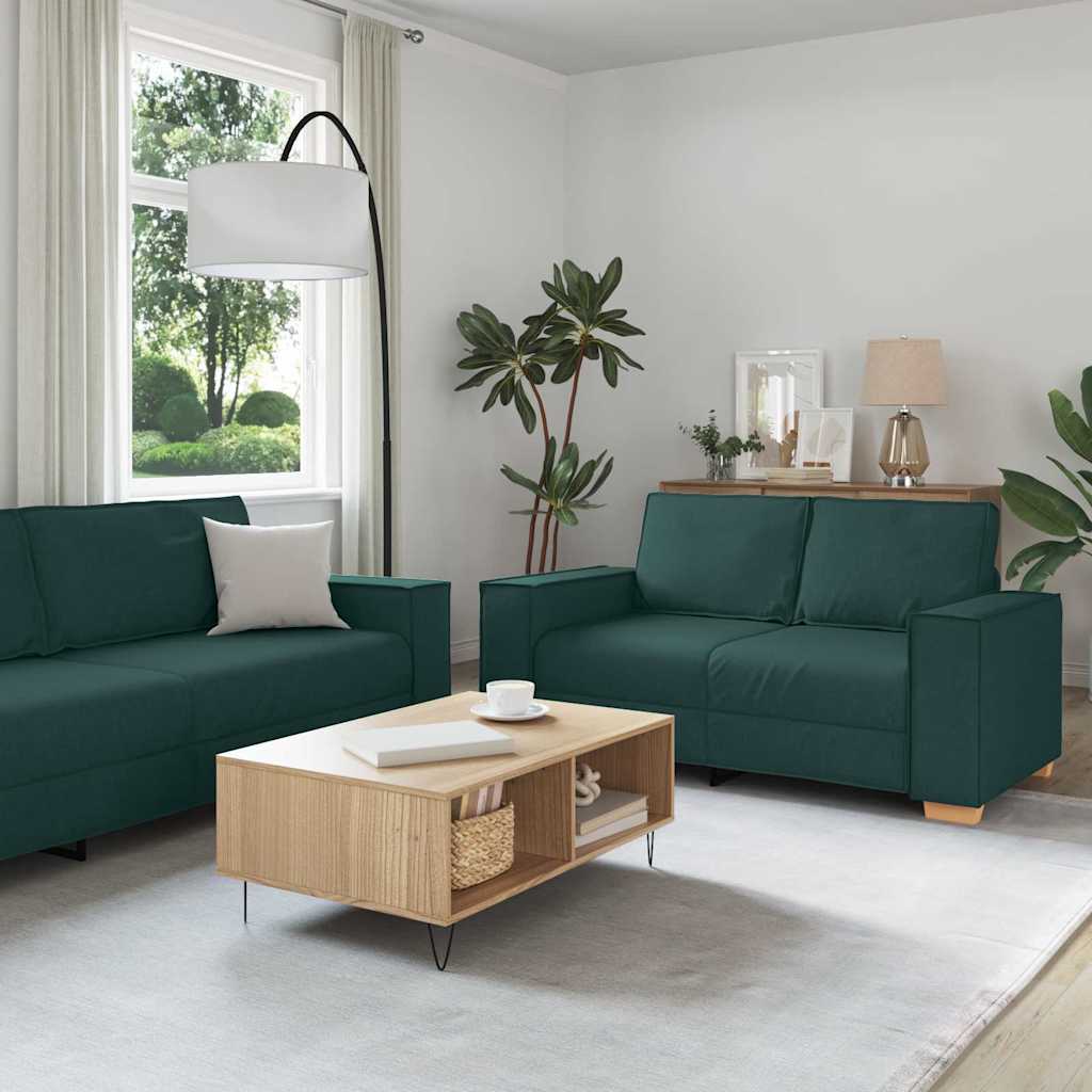 vidaXL Καναπές 3 pcs Σκούρο Πράσινο 220 x 80 x 84 εκ