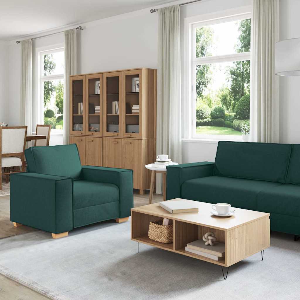 vidaXL Καναπές 3 pcs Σκούρο Πράσινο 220 x 80 x 84 εκ