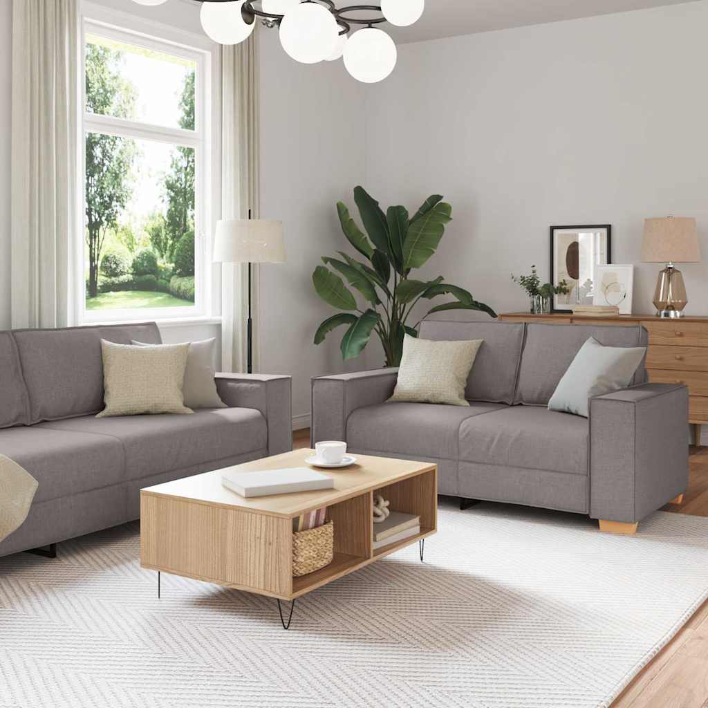 vidaXL Καναπές 3 pcs Taupe 220 x 80 x 84 εκ Ύφασμα μείγματος λινών