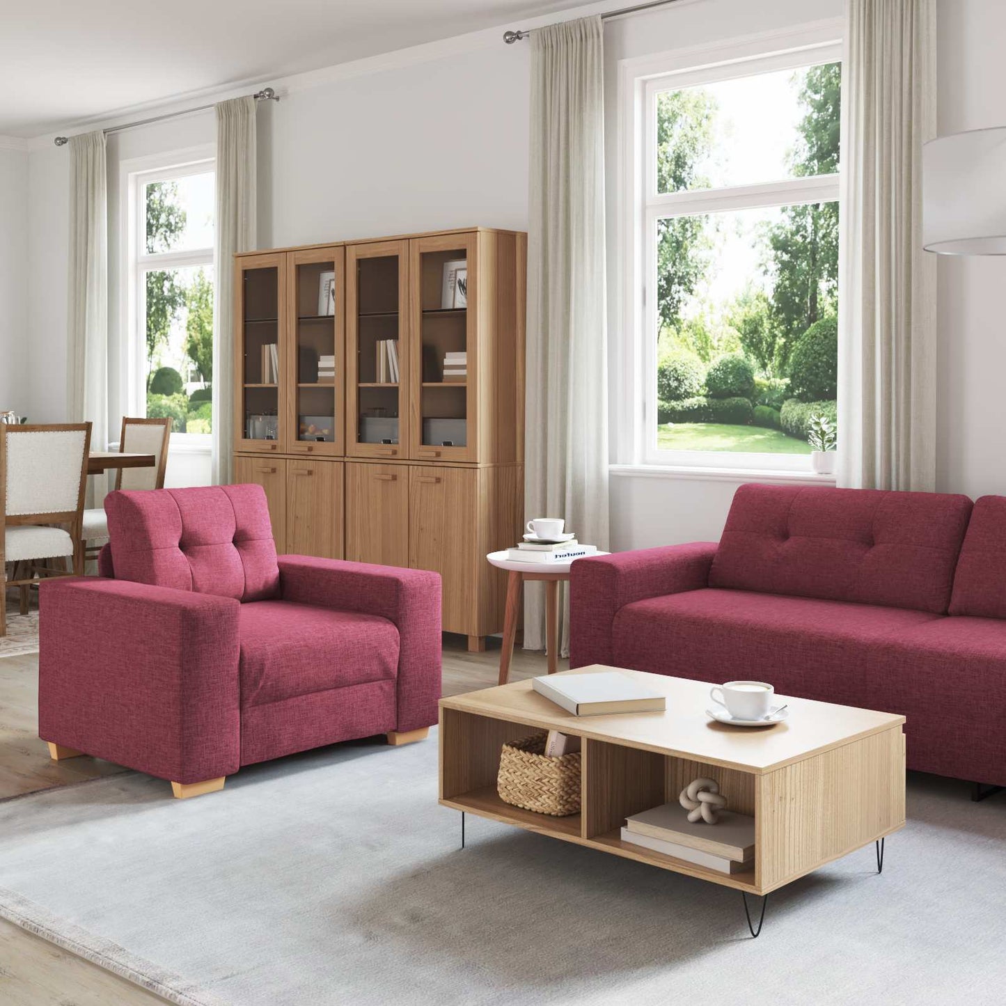 vidaXL Καναπές 3 pcs Κόκκινο Άνεμο 221 x 80 x 80 εκ