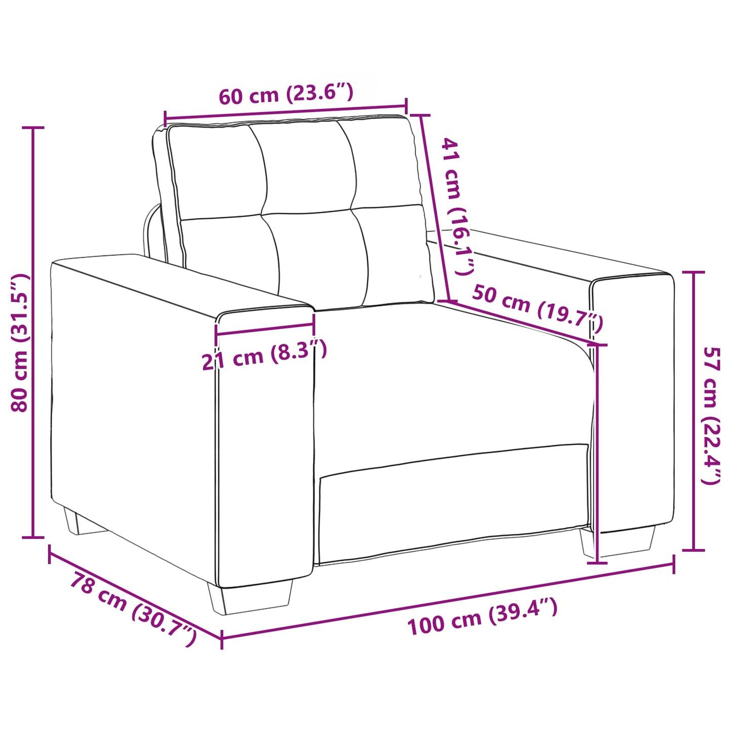 vidaXL Καναπές 3 pcs Καφέ 221 x 80 x 80 εκ Ύφασμα μείγματος λινών