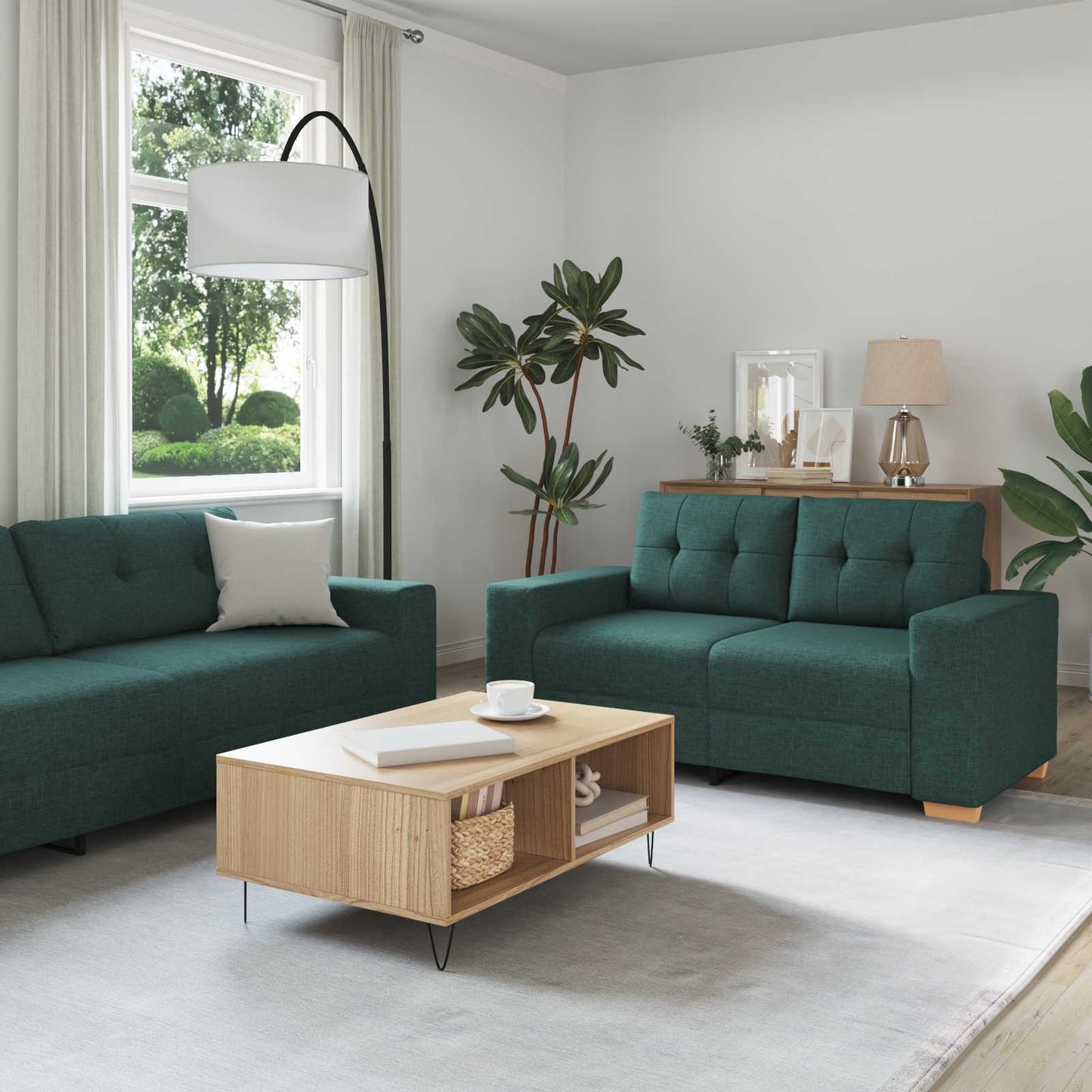 vidaXL Καναπές 3 pcs Σκούρο Πράσινο 221 x 80 x 80 εκ