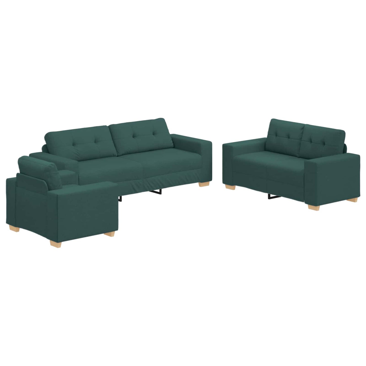 vidaXL Καναπές 3 pcs Σκούρο Πράσινο 221 x 80 x 80 εκ