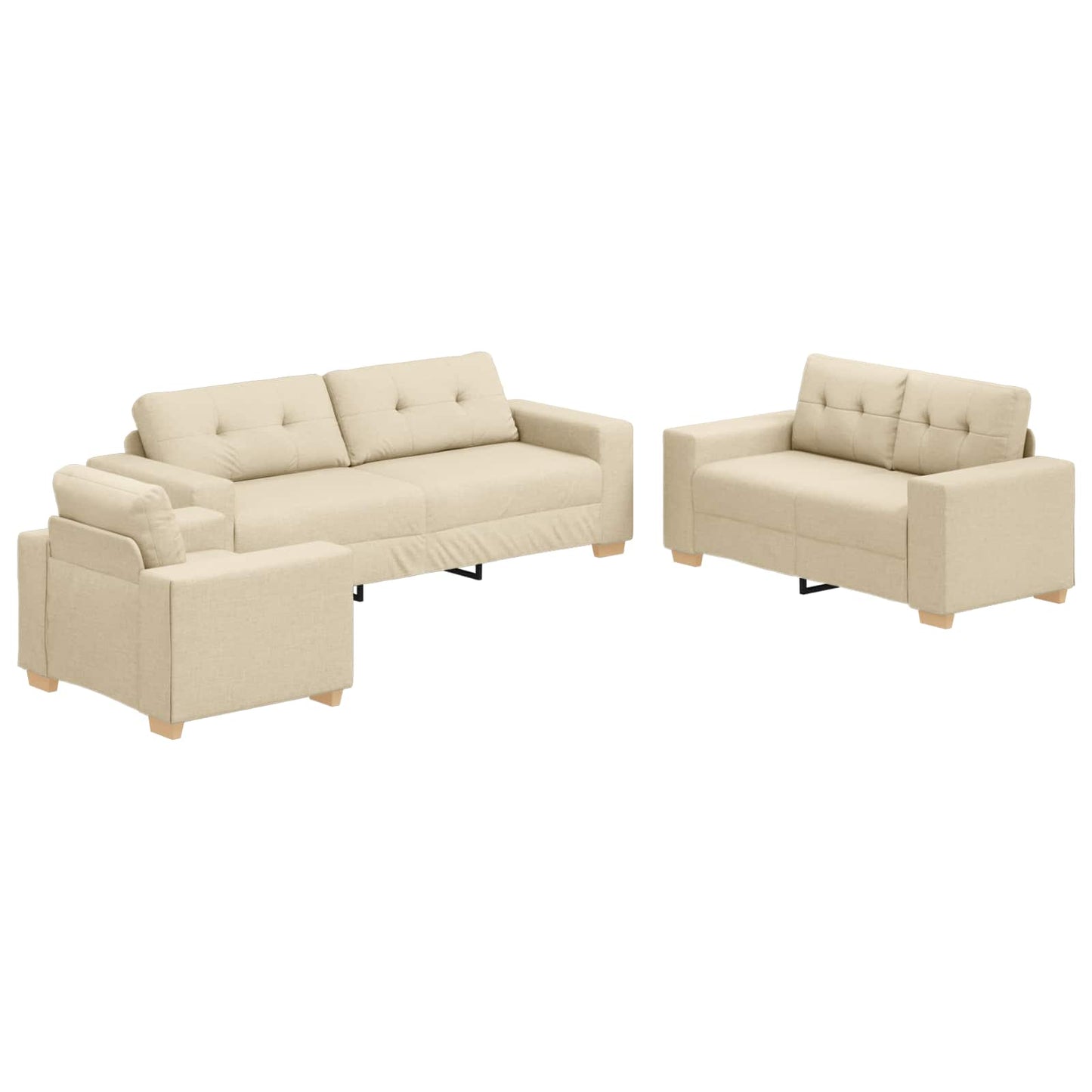 vidaXL Καναπές 3 pcs Κρεμ 221 x 80 x 80 εκ Ύφασμα μείγματος λινών