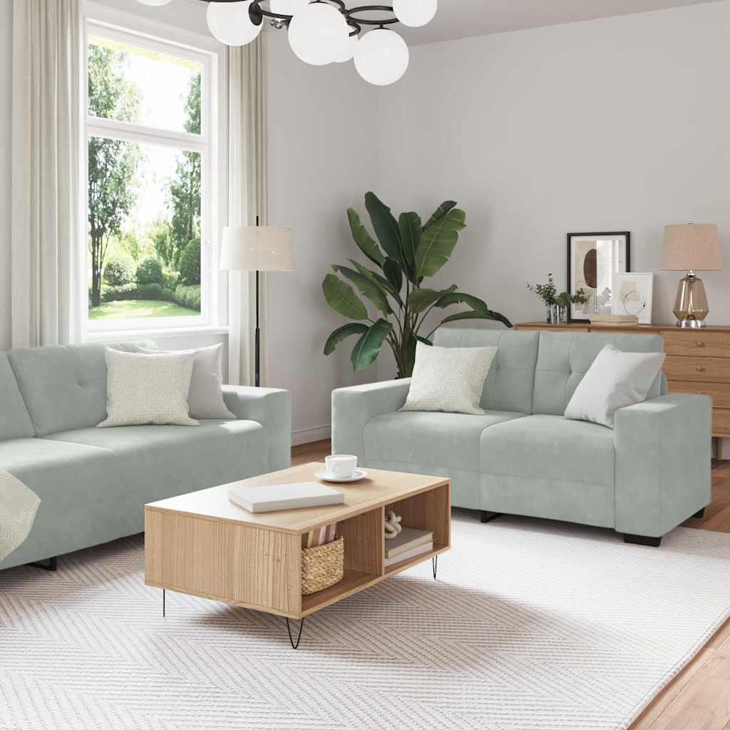 vidaXL Σετ Καναπέ 3 pcs Ανοιχτό γκρι 221 x 80 x 80 εκ Βελούδο
