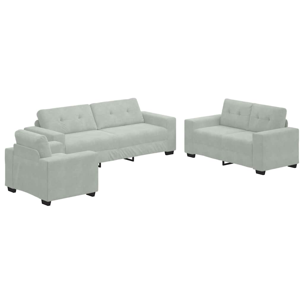 vidaXL Σετ Καναπέ 3 pcs Ανοιχτό γκρι 221 x 80 x 80 εκ Βελούδο