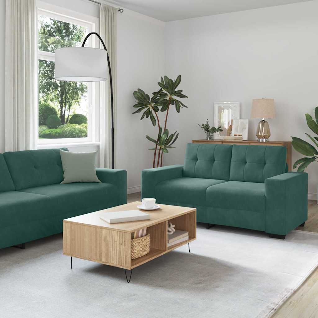 vidaXL Σετ Καναπέ 3 pcs Σκούρο Πράσινο 221 x 80 x 80 εκ Βελούδο