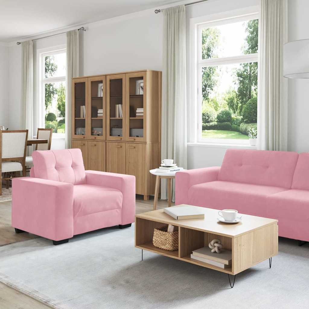 vidaXL Σετ Καναπέ 3 pcs Ροζ 221 x 80 x 80 εκ Βελούδο