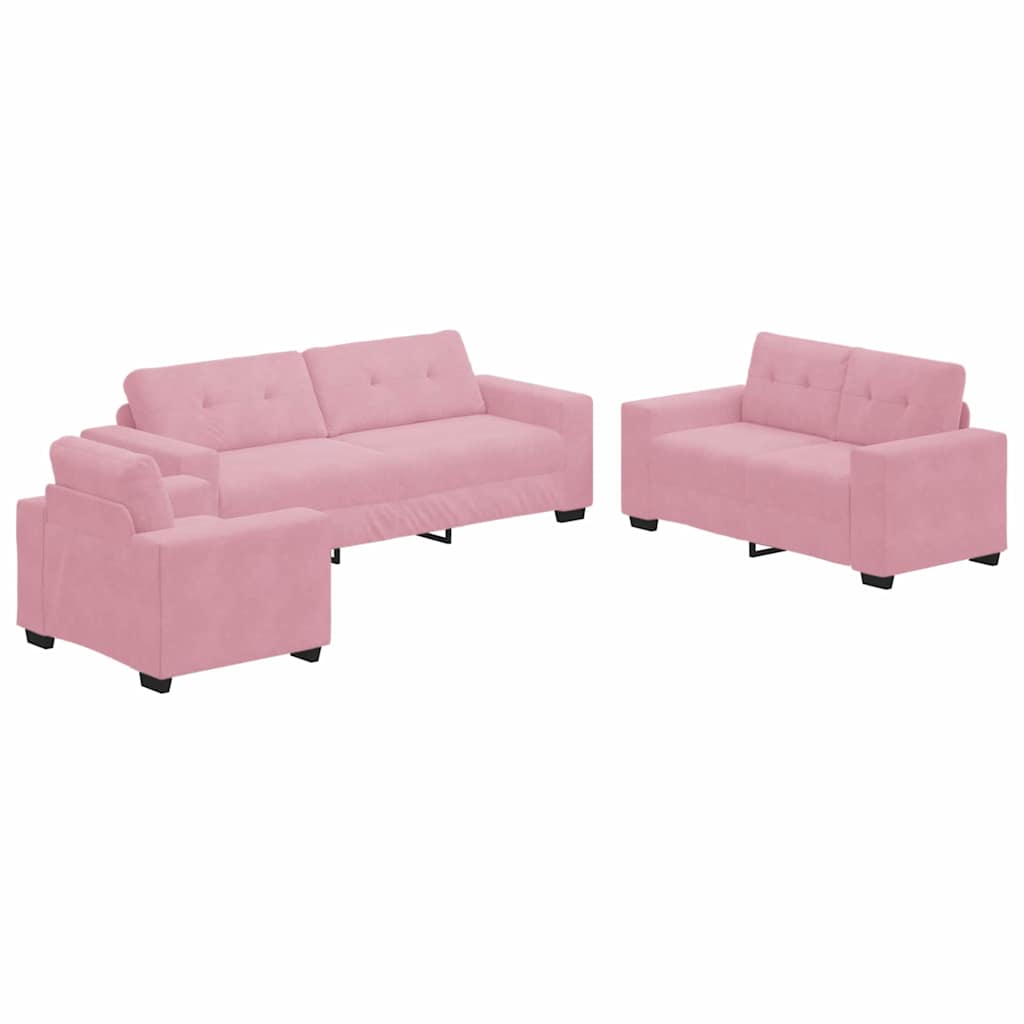 vidaXL Σετ Καναπέ 3 pcs Ροζ 221 x 80 x 80 εκ Βελούδο