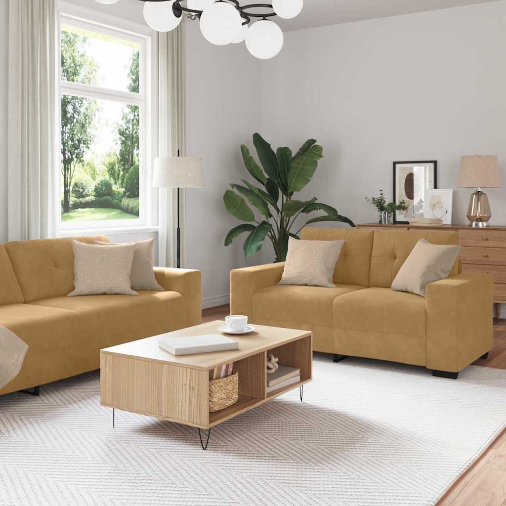vidaXL Σετ Καναπέ 3 pcs Καφέ 221 x 80 x 80 εκ Βελούδο