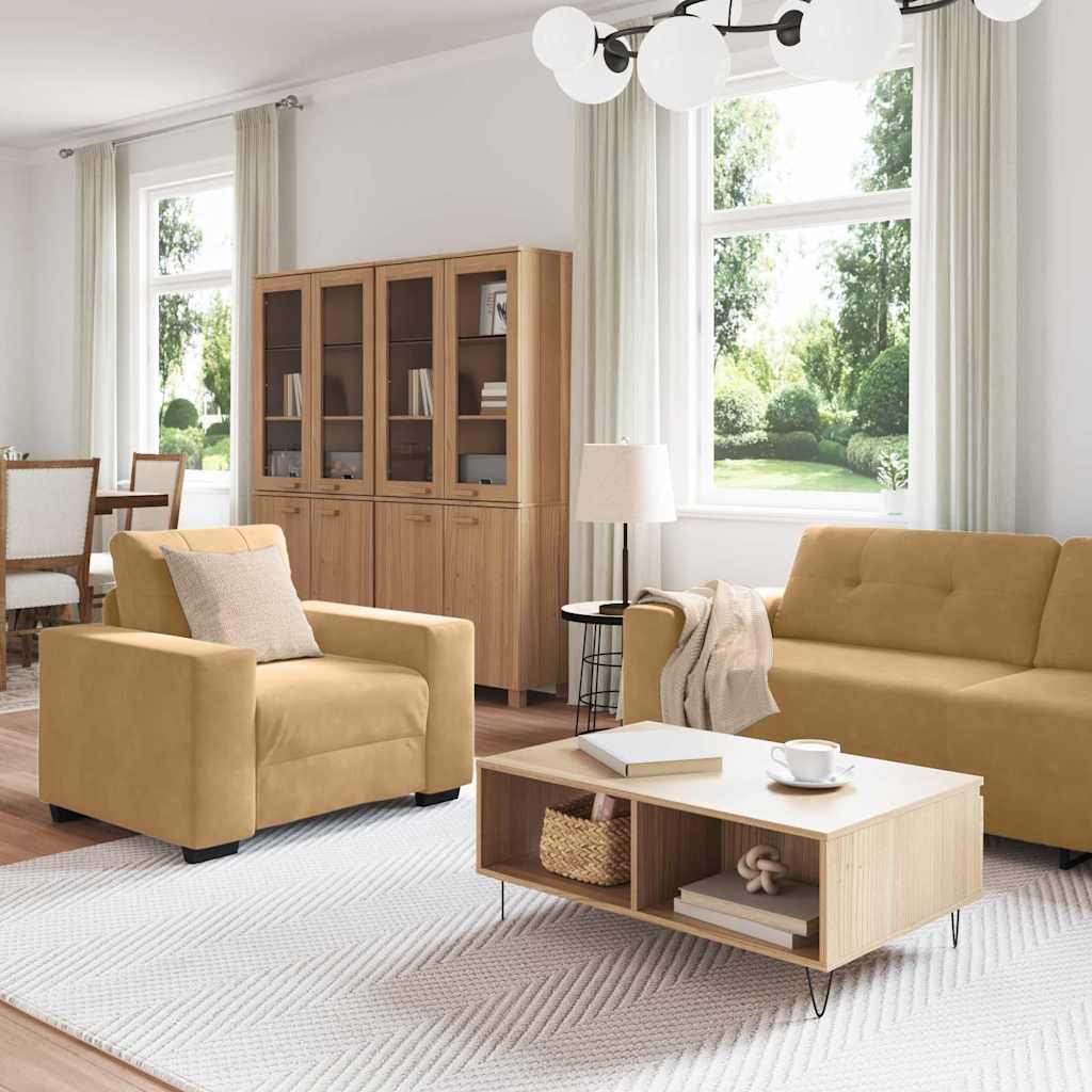 vidaXL Σετ Καναπέ 3 pcs Καφέ 221 x 80 x 80 εκ Βελούδο