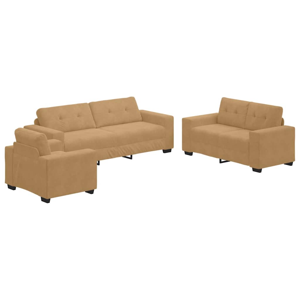 vidaXL Σετ Καναπέ 3 pcs Καφέ 221 x 80 x 80 εκ Βελούδο