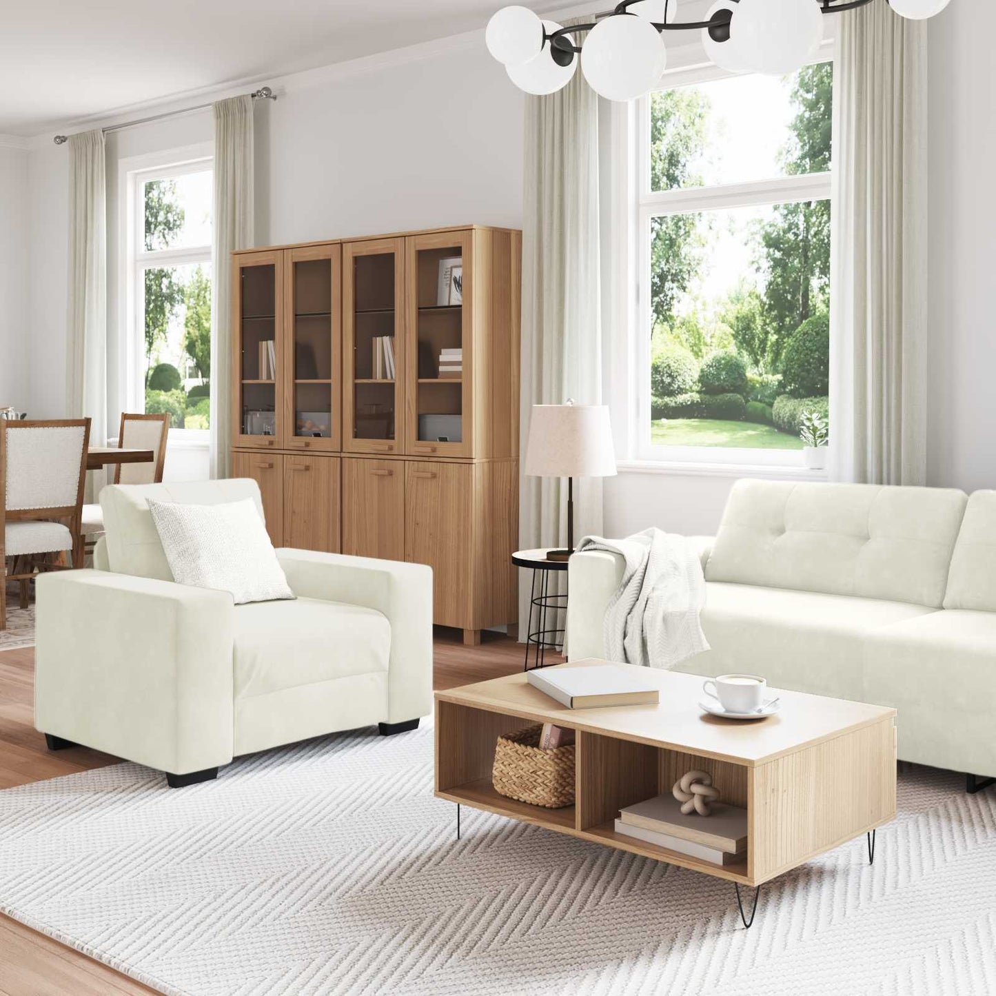 vidaXL Σετ Καναπέ 3 pcs Κρεμ 221 x 80 x 80 εκ Βελούδο