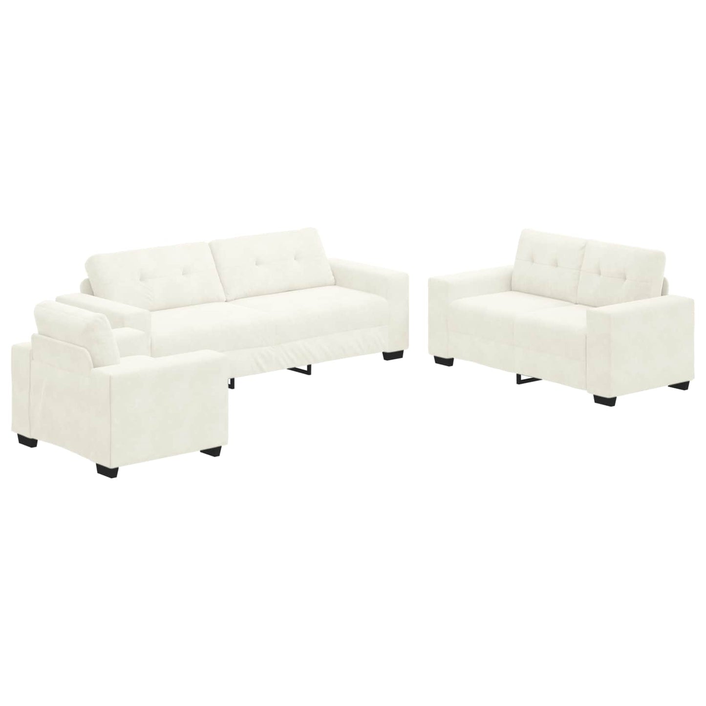 vidaXL Σετ Καναπέ 3 pcs Κρεμ 221 x 80 x 80 εκ Βελούδο
