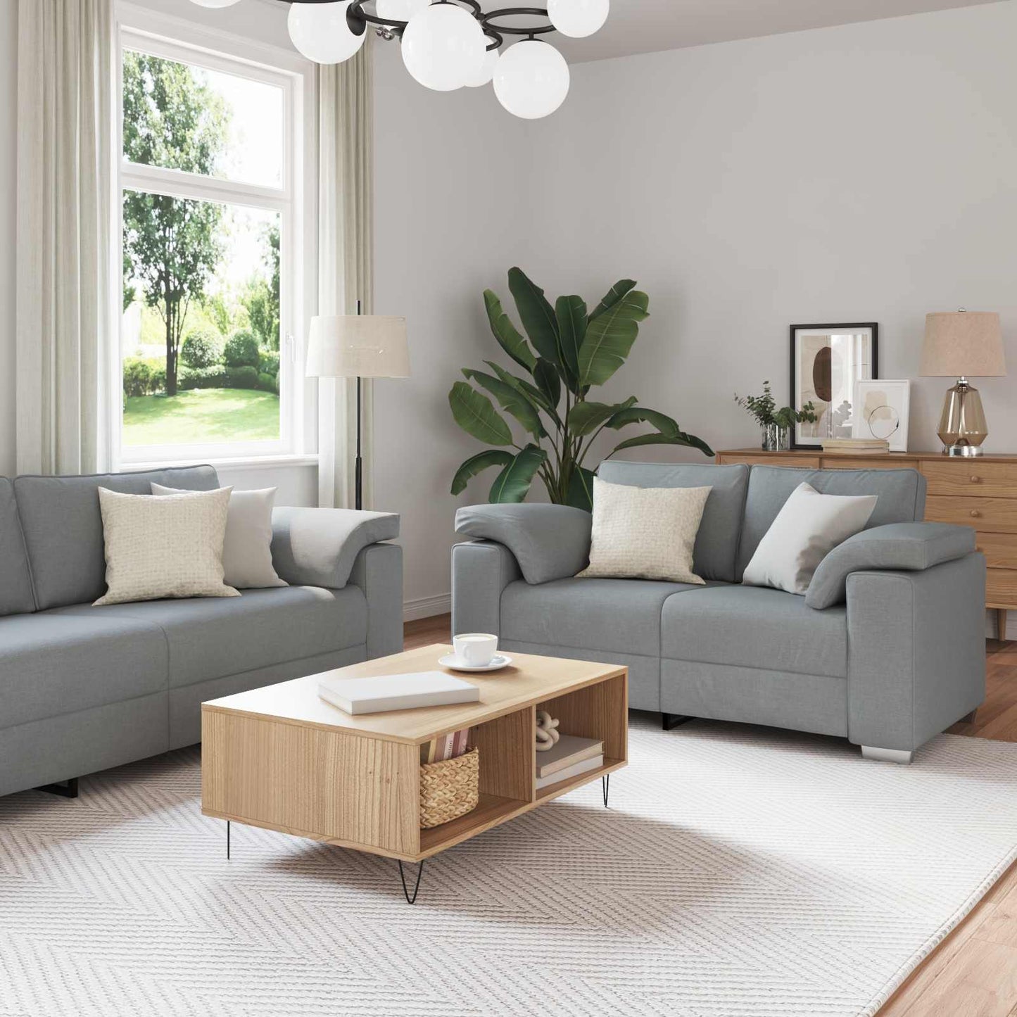 vidaXL Καναπές 3 pcs Ανοιχτό γκρι 219 x 80 x 82 εκ