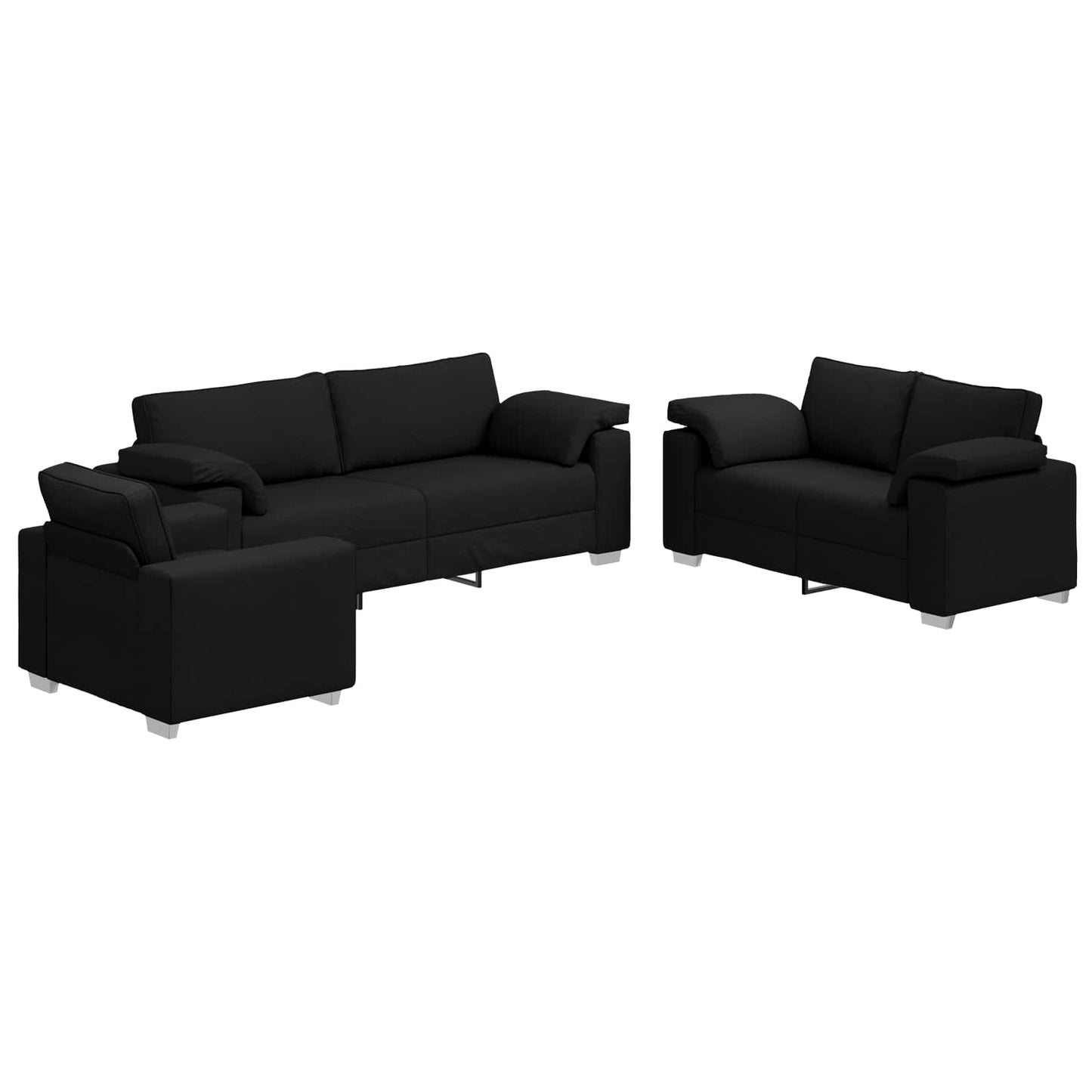 vidaXL Καναπές 3 pcs Μαύρο 219 x 80 x 82 εκ Ύφασμα μείγματος λινών