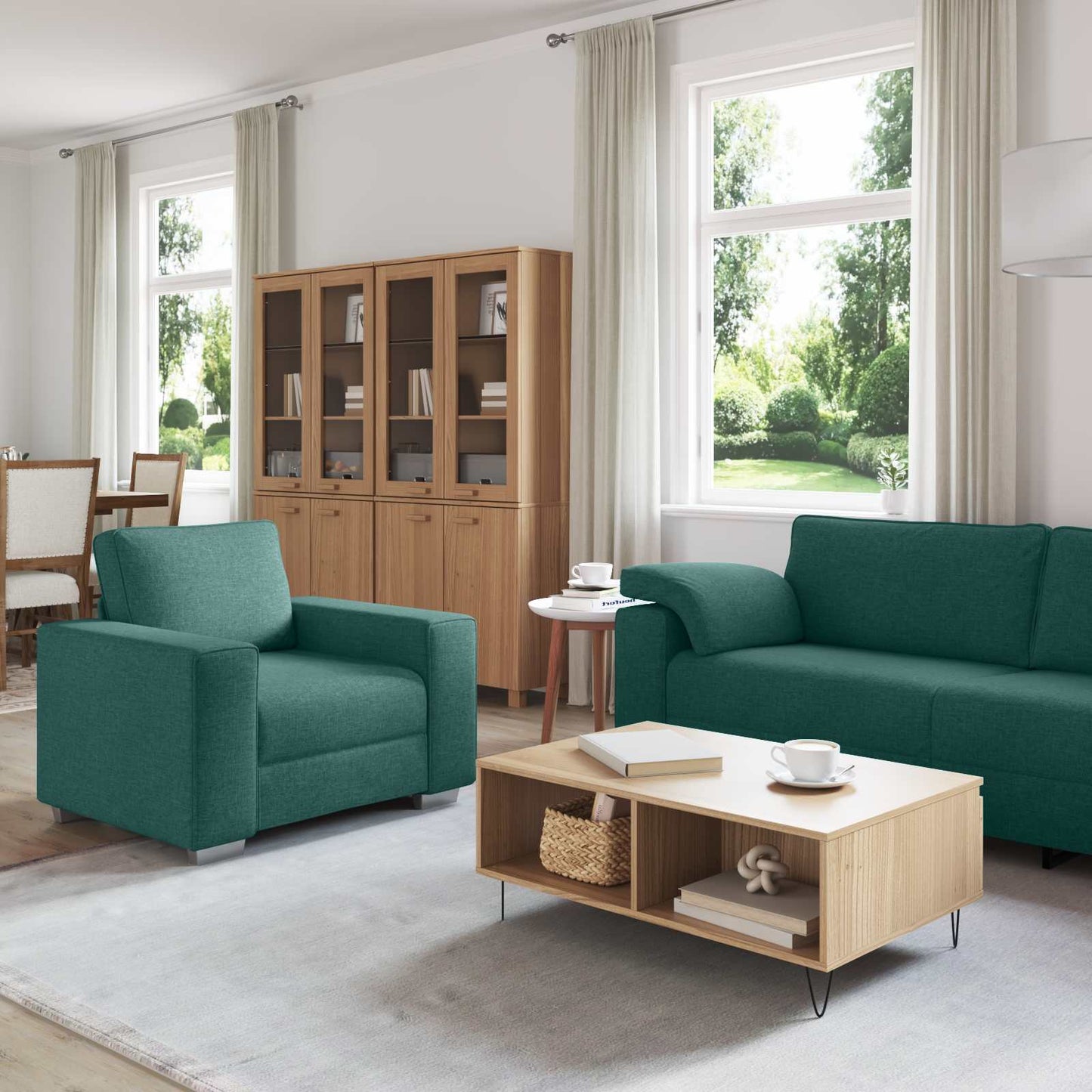 vidaXL Καναπές 3 pcs Σκούρο Πράσινο 219 x 80 x 82 εκ