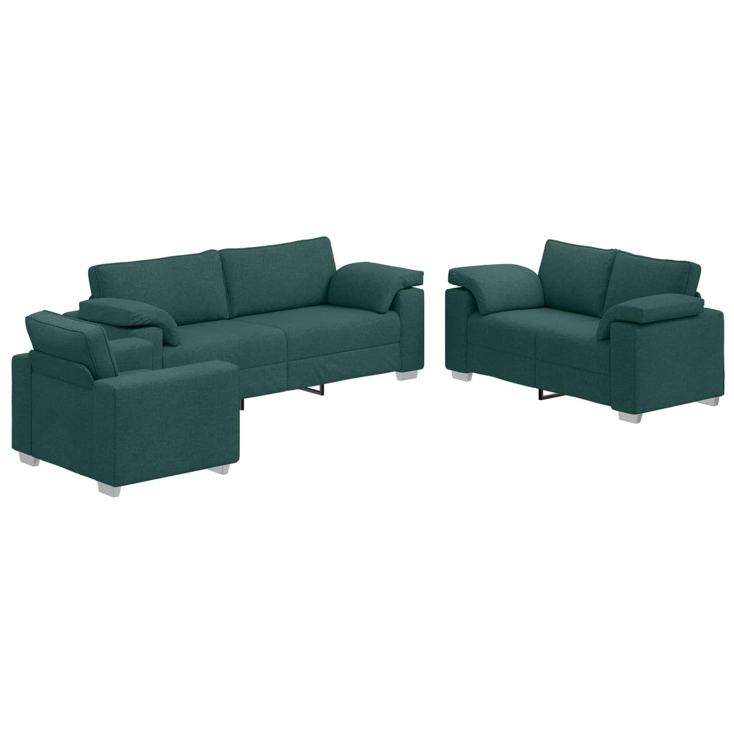 vidaXL Καναπές 3 pcs Σκούρο Πράσινο 219 x 80 x 82 εκ