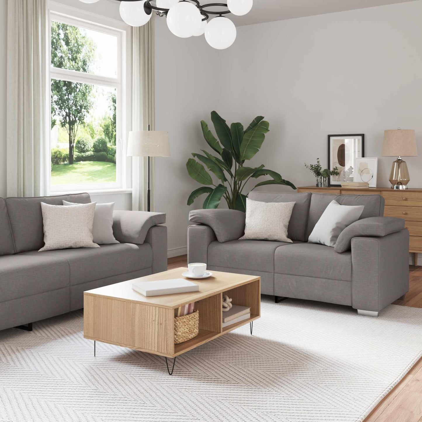 vidaXL Καναπές 3 pcs Taupe 219 x 80 x 82 εκ Ύφασμα μείγματος λινών
