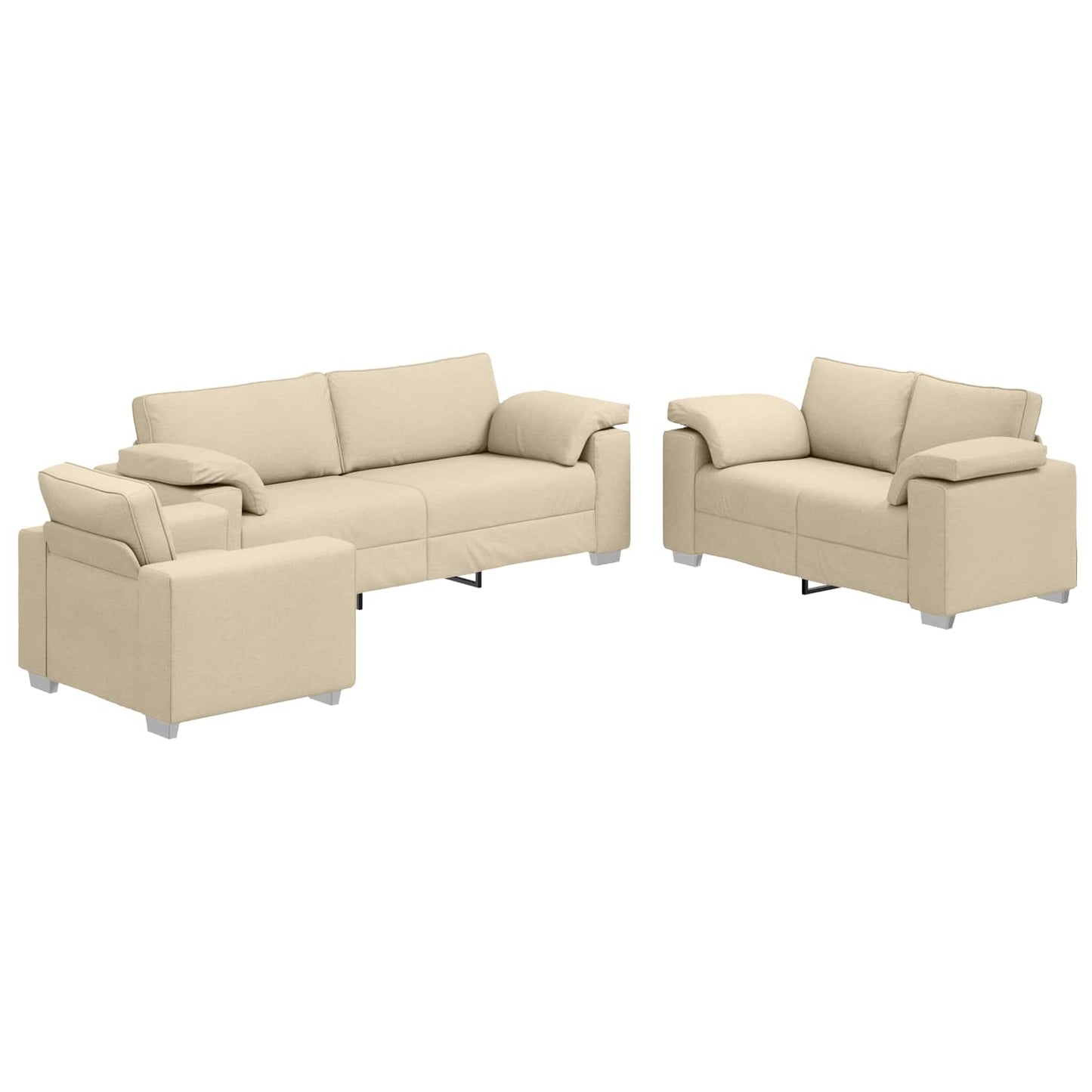 vidaXL Καναπές 3 pcs Κρεμ 219 x 80 x 82 εκ Ύφασμα μείγματος λινών
