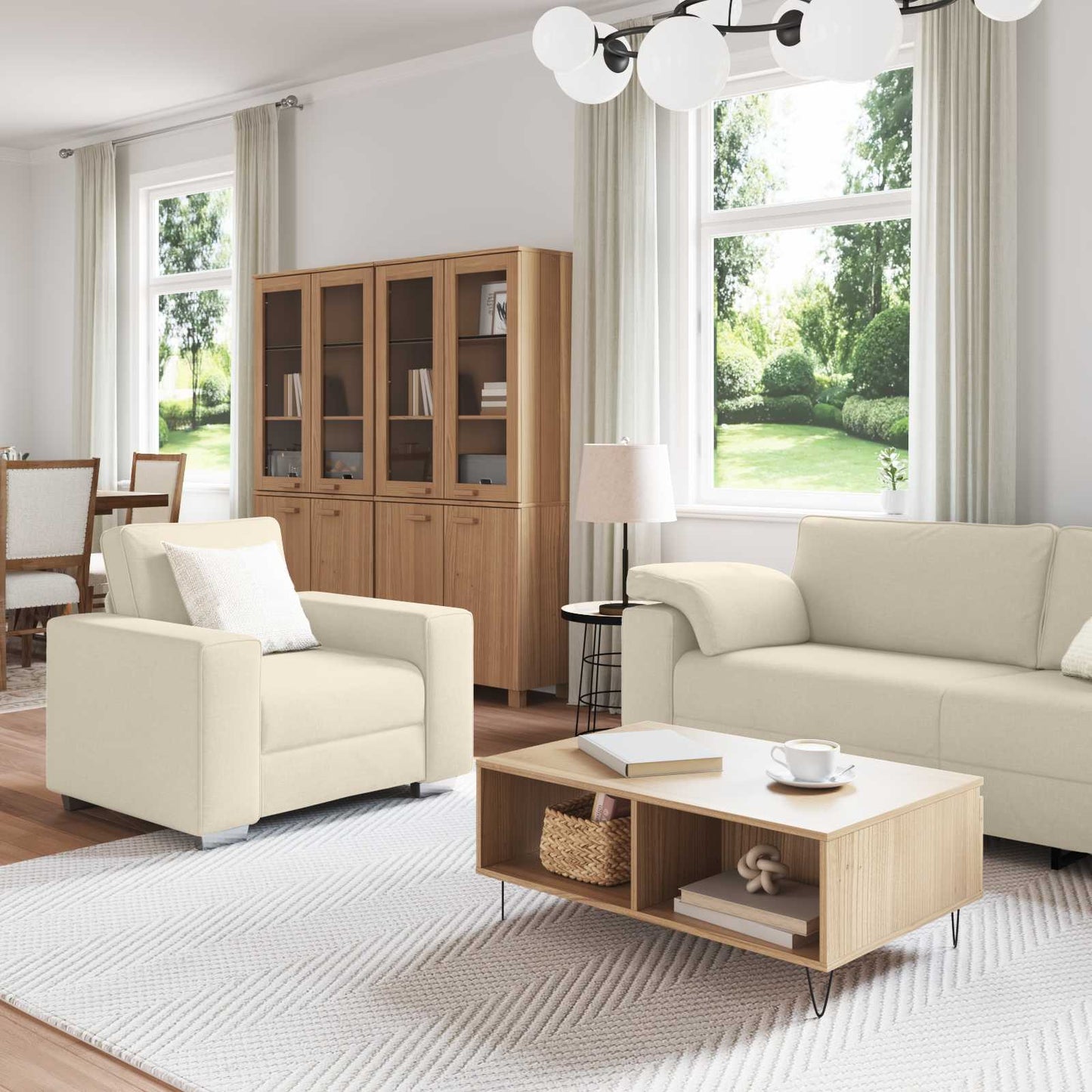 vidaXL Καναπές 2 pcs Μπεζ 219 x 80 x 82 εκ Ύφασμα μείγματος λινών