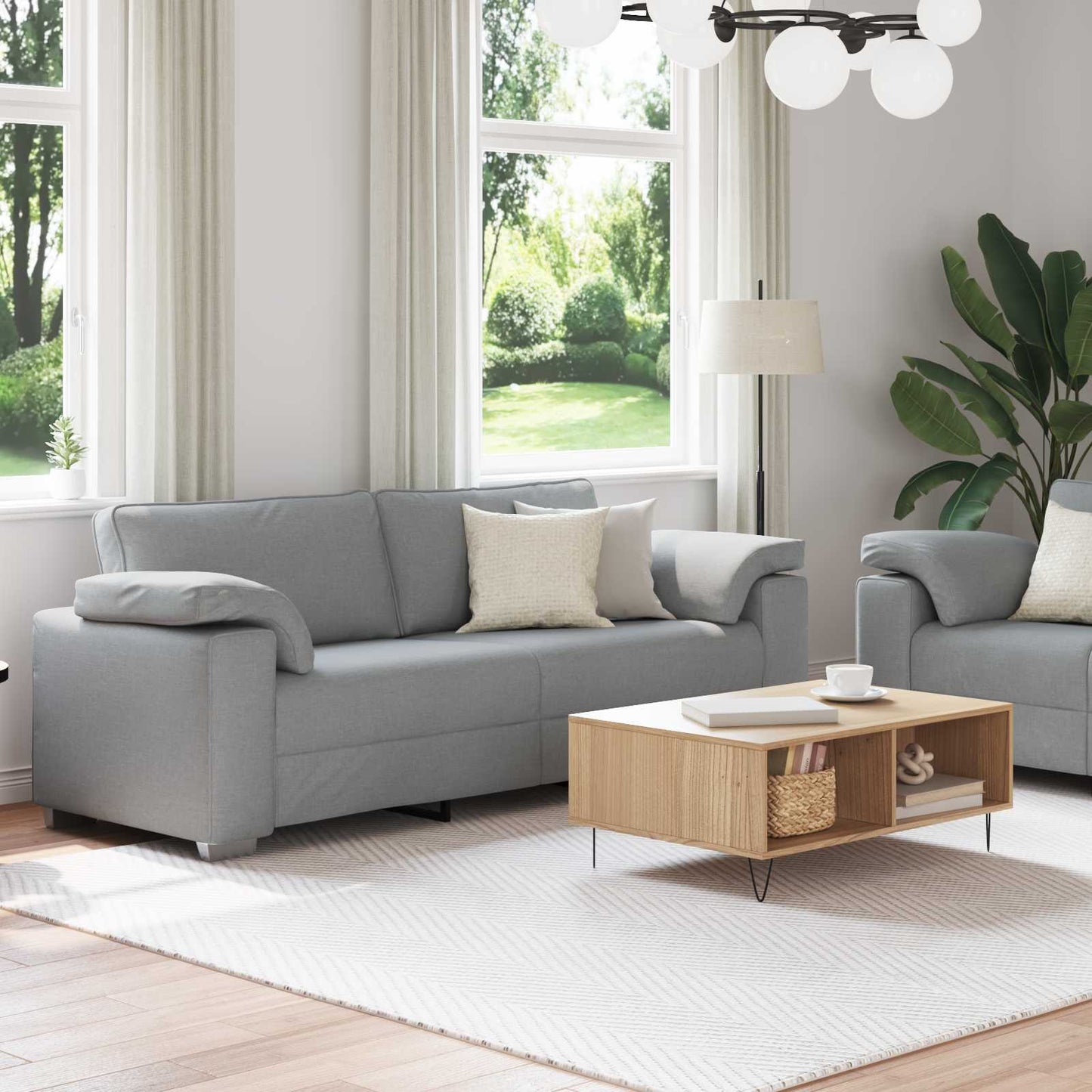 vidaXL Καναπές 2 pcs Ανοιχτό γκρι 219 x 80 x 82 εκ ύφασμα