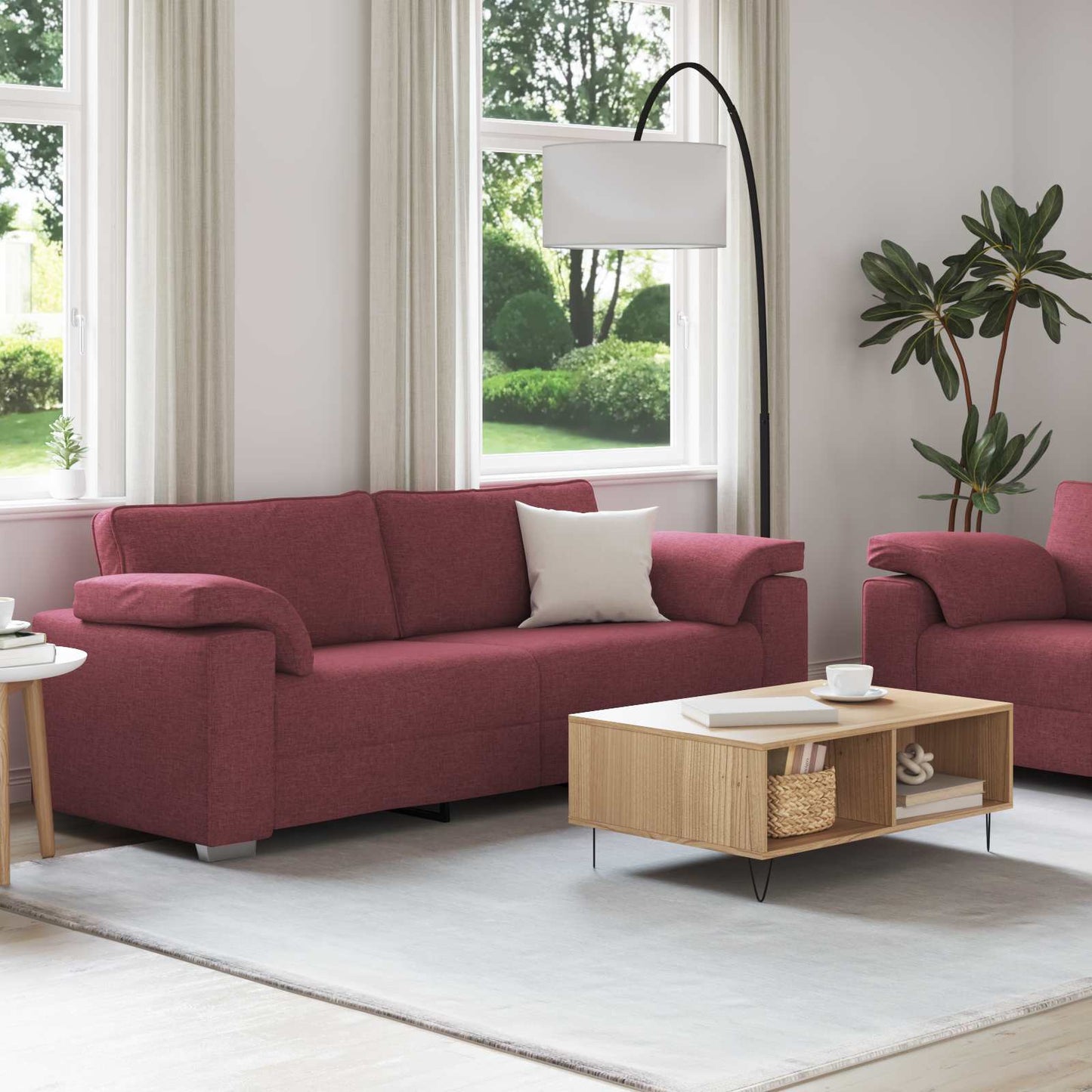 vidaXL Καναπές 2 pcs Κόκκινο 219 x 80 x 82 εκ ύφασμα
