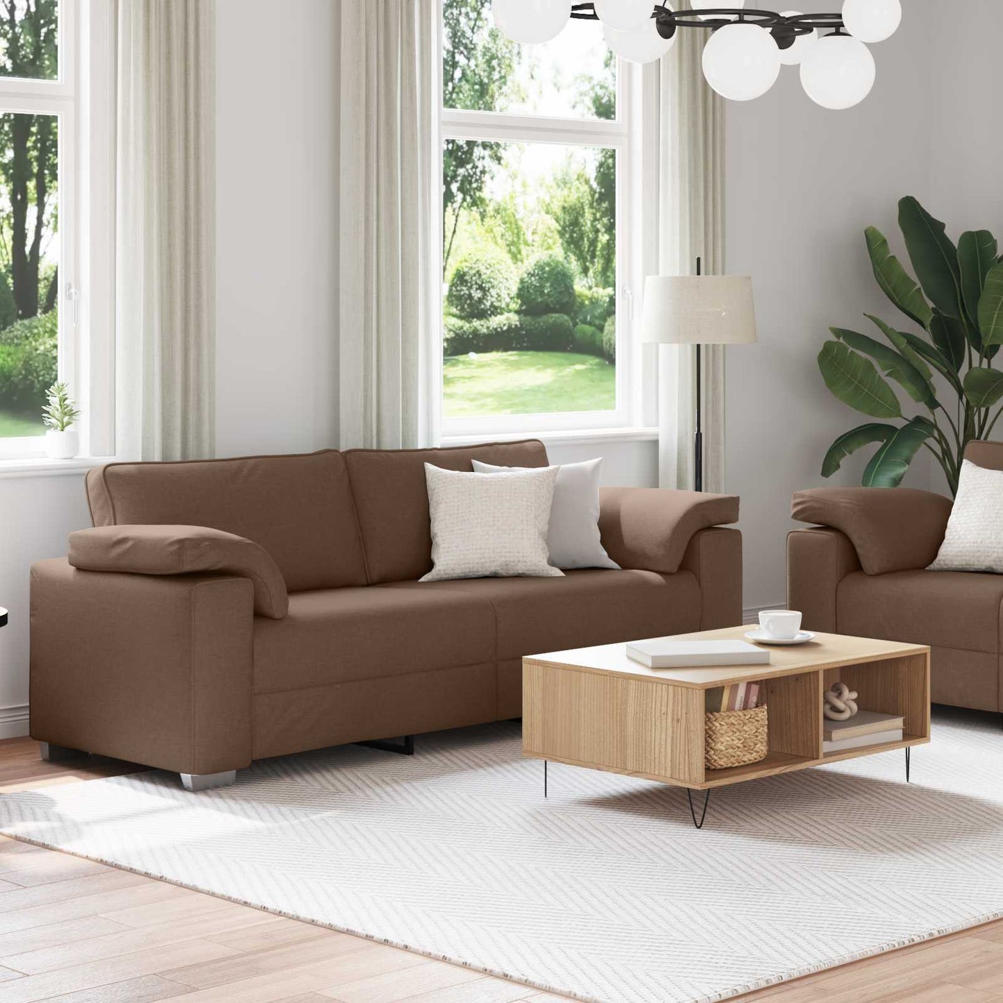vidaXL Καναπές 2 pcs Καφέ 219 x 80 x 82 εκ ύφασμα