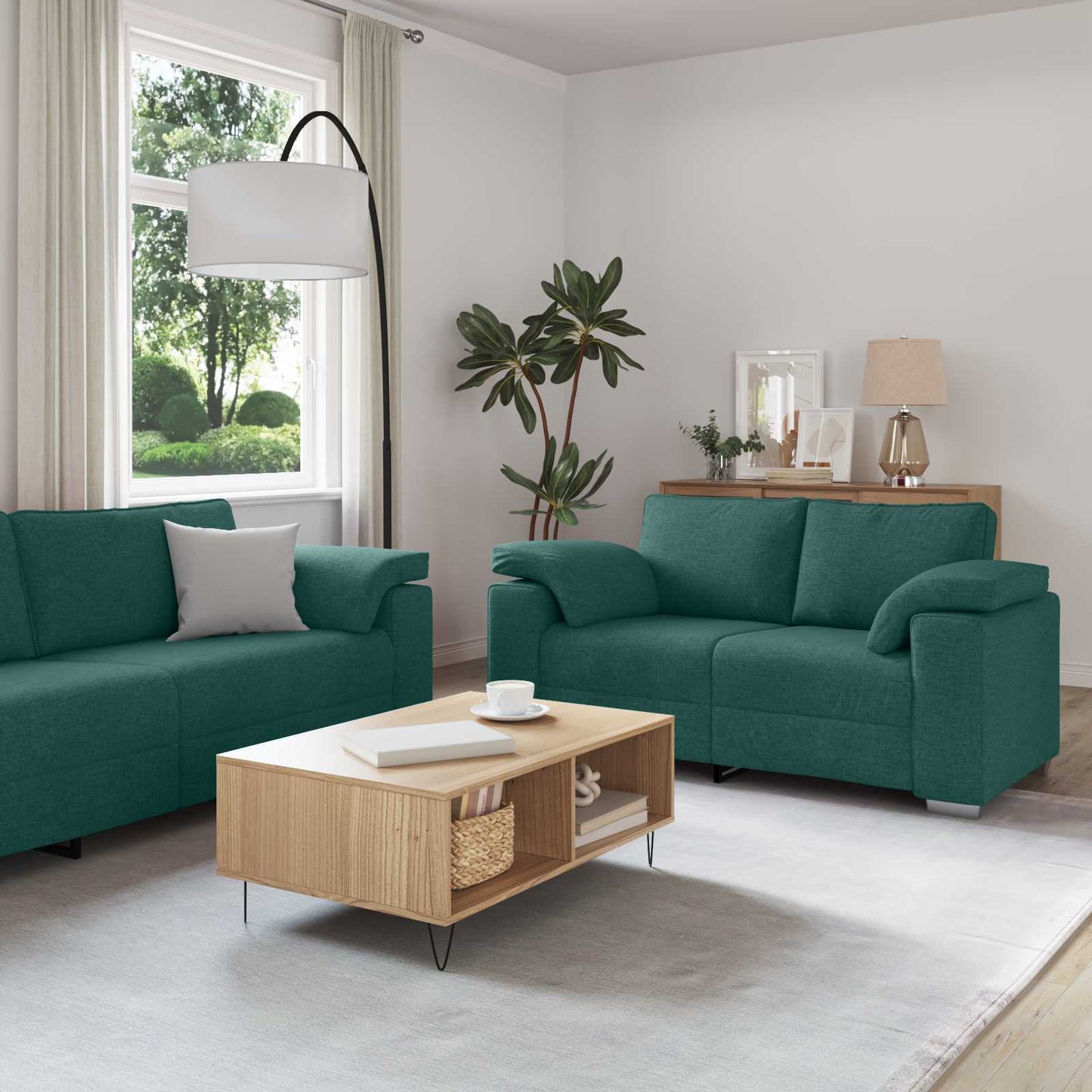 vidaXL Καναπές 2 pcs Σκούρο Πράσινο 219 x 80 x 82 εκ ύφασμα