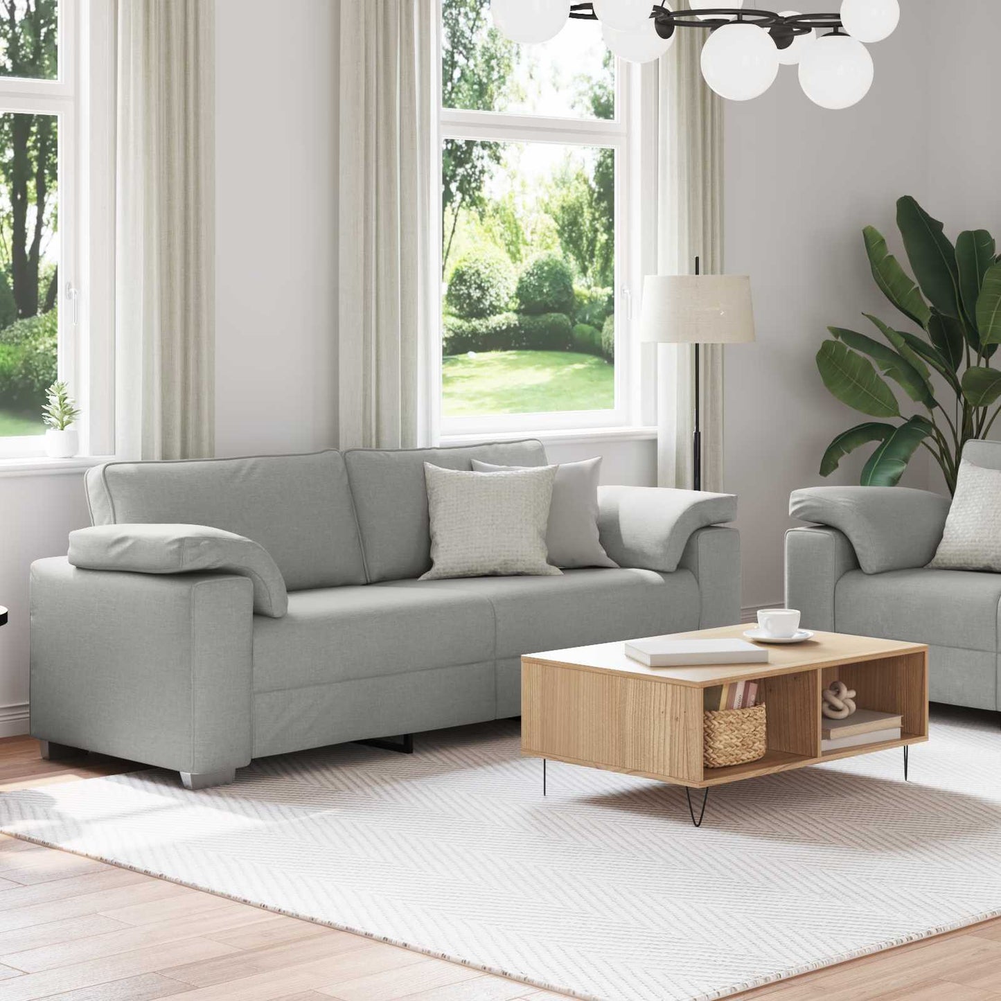 vidaXL Καναπές 2 pcs Σκίουρος Γκρί 219 x 80 x 82 εκ ύφασμα