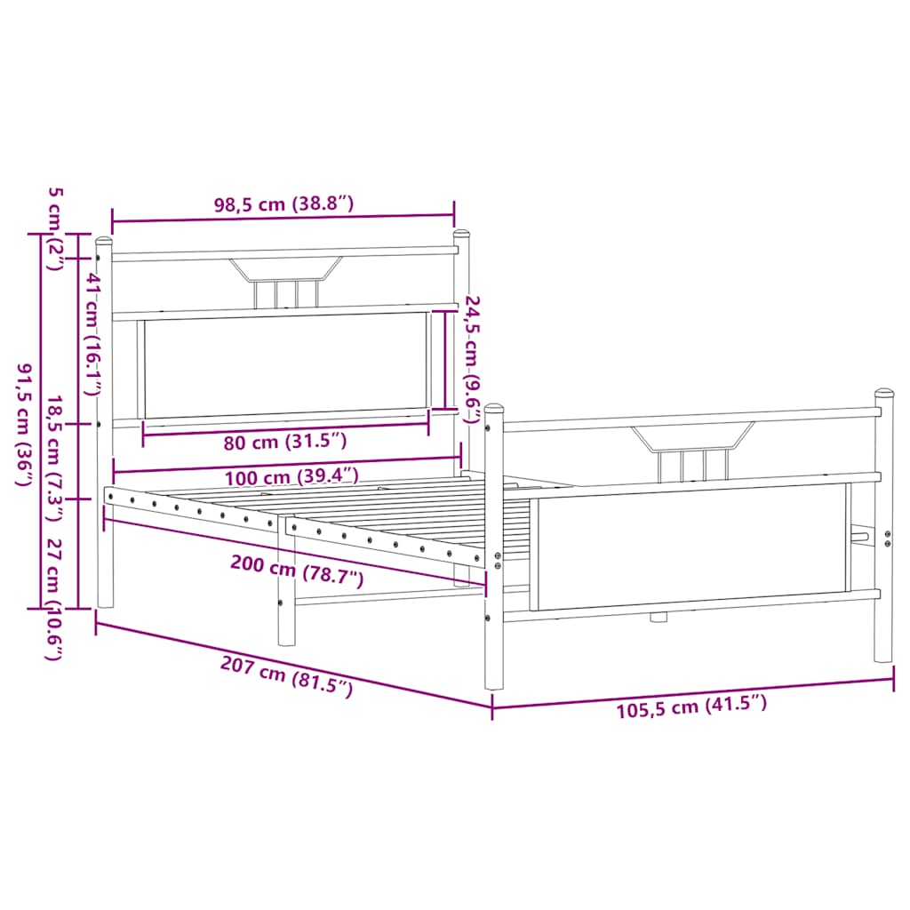 vidaXL Πλαίσιο Κρεβατιού Χωρ. Στρώμα Sonoma Δρυς 140x200εκ. Επ. Ξύλο