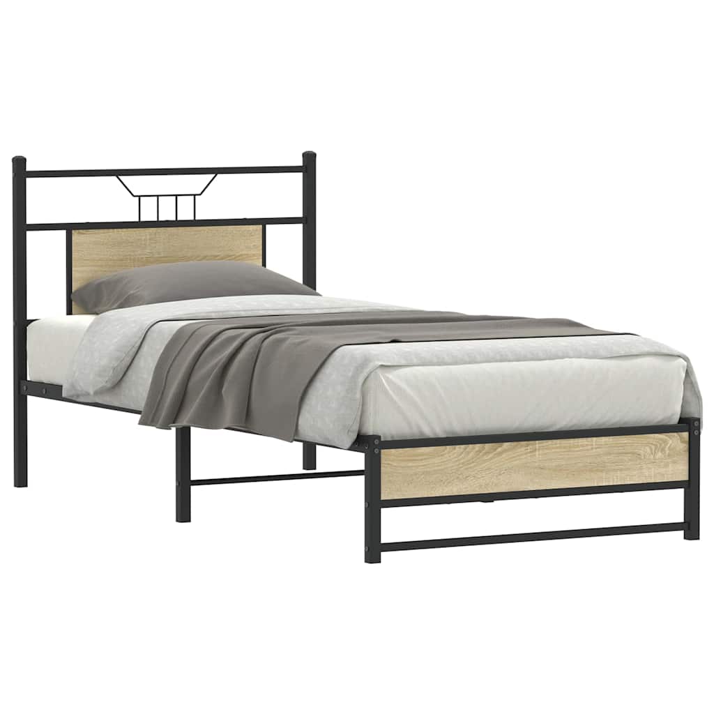 vidaXL Πλαίσιο Κρεβ. Χωρ. Στρώμα Sonoma Δρυς 90 x 190 εκ. Επεξ. Ξύλο