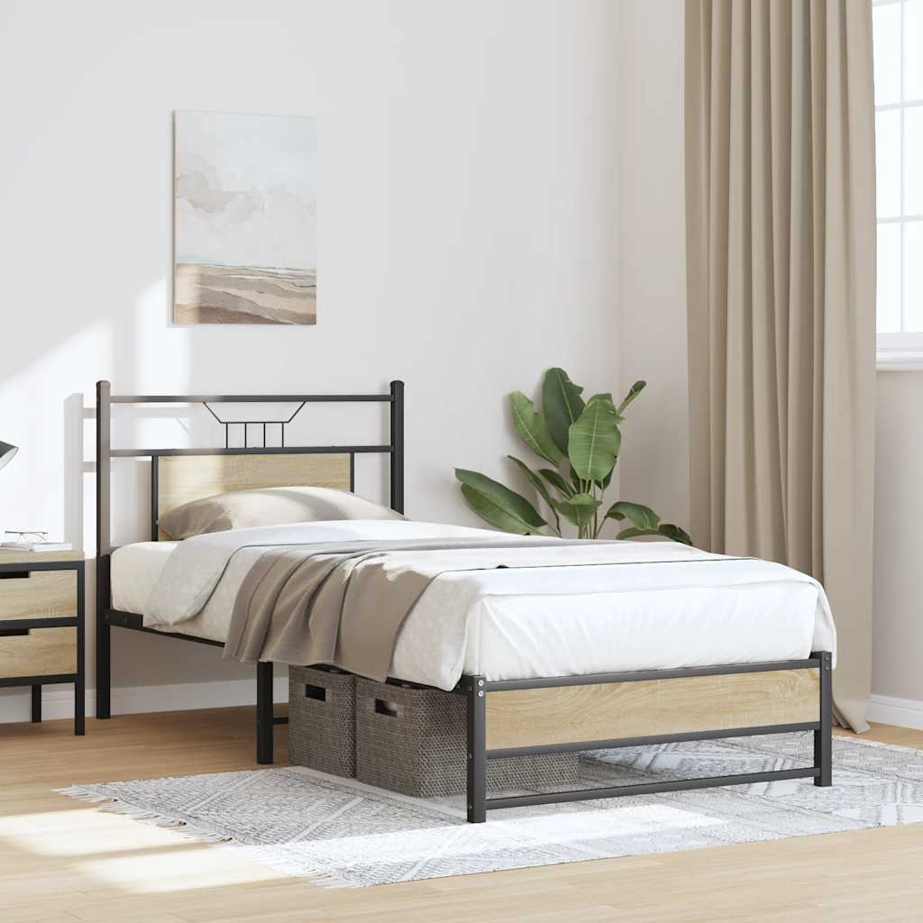 vidaXL Πλαίσιο Κρεβ. Χωρ. Στρώμα Sonoma Δρυς 90x200 εκ. Επεξ. Ξύλο