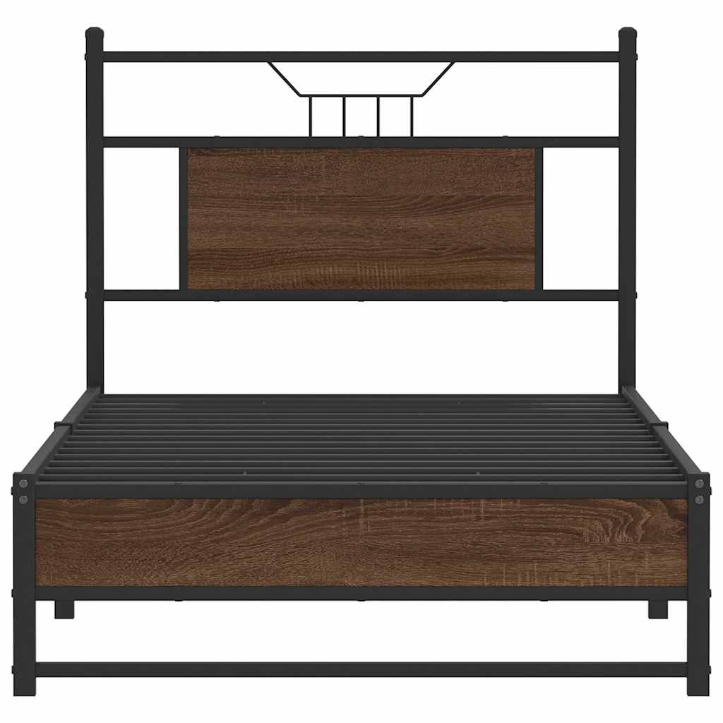 vidaXL Πλαίσιο Κρεβ. Χωρ. Στρώμα Καφέ Δρυς 90x200 εκ. Επεξ. Ξύλο