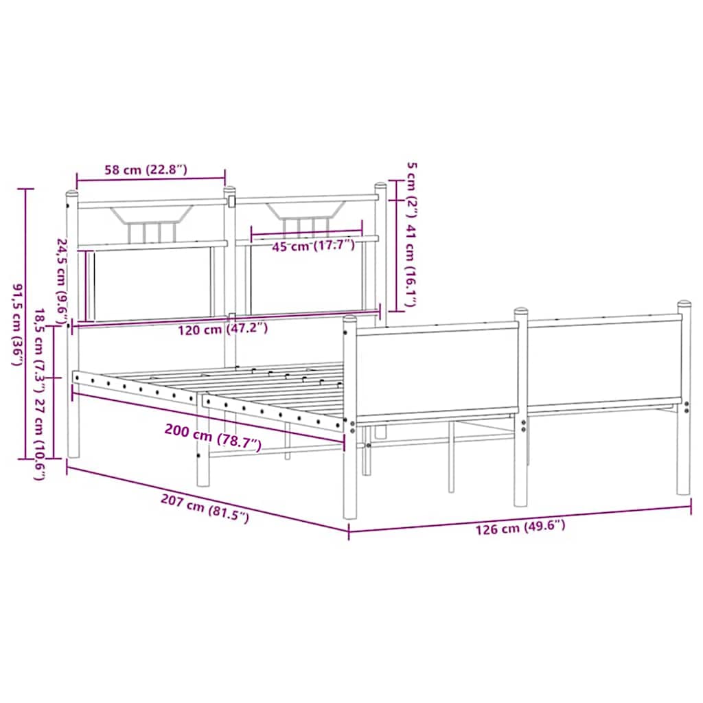 vidaXL Πλαίσιο Κρεβατιού Χωρ. Στρώμα Καφέ Δρυς 120x200εκ. Επ. Ξύλο
