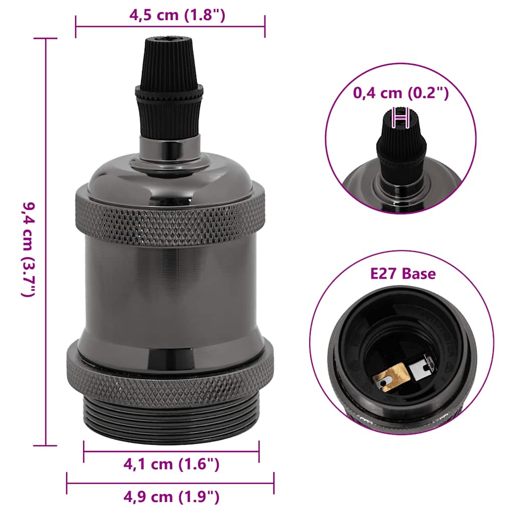 vidaXL Λαμπτήρες 2 τεμάχια γυαλιστερό μαύρο E27