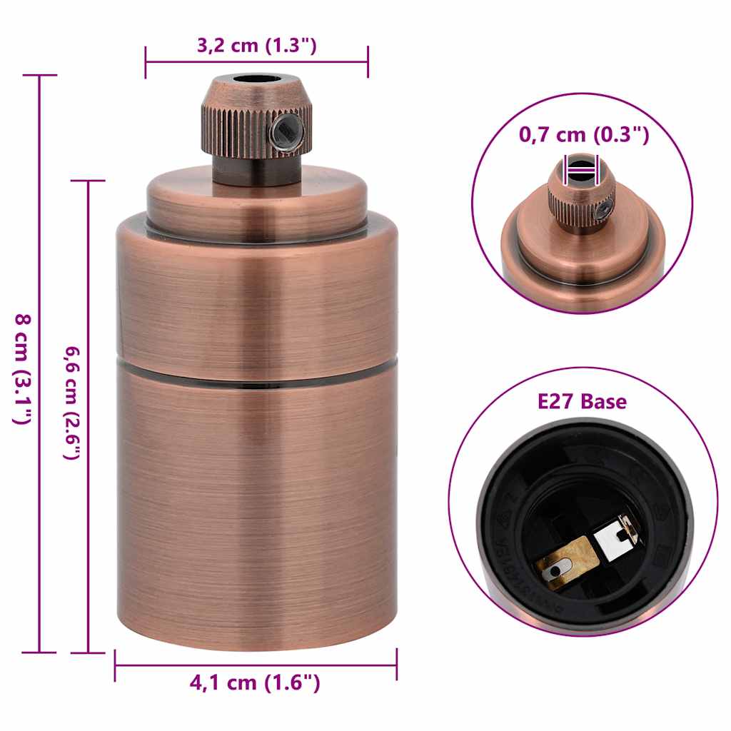 vidaXL Λαμπτήρες 2 τεμάχια Κόκκινο Χάλκινο E27