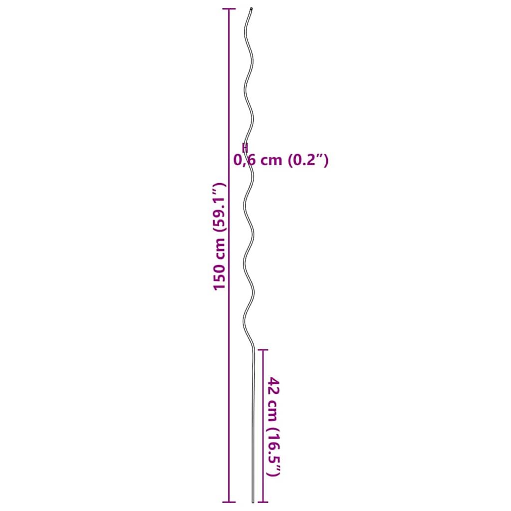 vidaXL Υποστηρίξεις Φυτών Σπειροειδείς 50 τμχ 150 εκ Γαλβανισμένο Ατσάλι